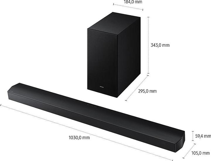 Actual product image Samsung B-Series Soundbar HW-B760GF (schwarz, 5.1-Kanal, Q-Symphony, Adaptive Sound, 400 Watt (RMS)) (5.1 channels)