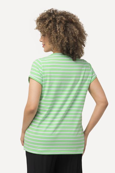 Immagine prodotto Ulla Popken Maglia a righe con tartaruga, scollo a girocollo e mezze maniche (46, 48)