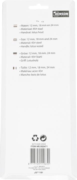 Actual product image Benson Wood chisel set 3 pieces