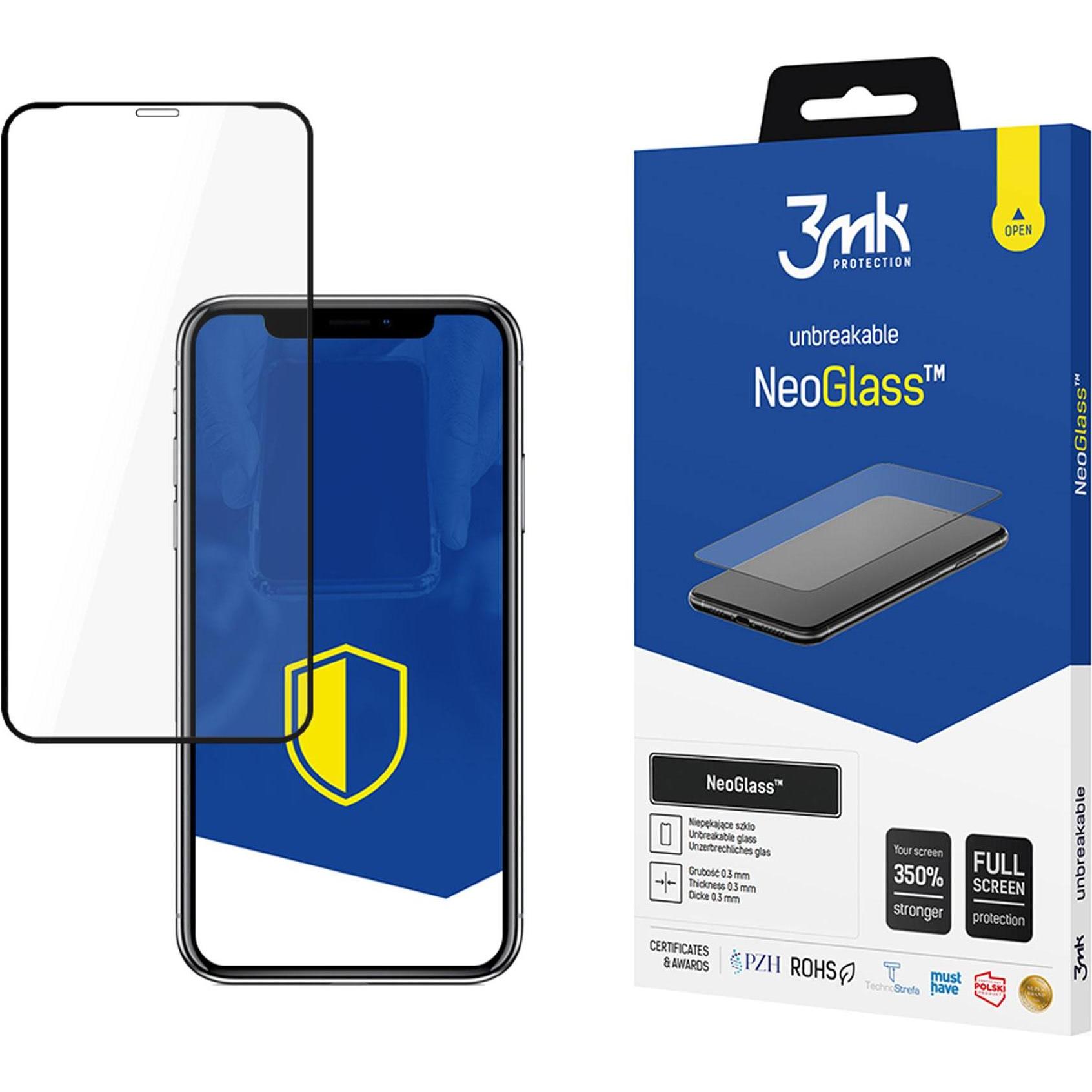 3MK NeoGlass for iPhone 11 Pro Max black frame (1 Stück, Apple iPhone 11 Pro Max), Smartphone Schutzfolie, Schwarz