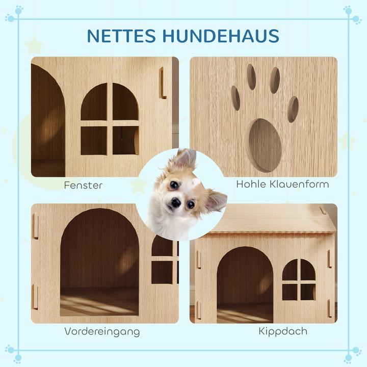 Produktbild PawHut Hundehütte MDF Eiche (Hundehütte)