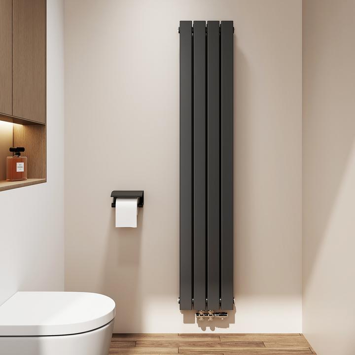 Produktbild Emke Heizkörper, Flachheizkörper mit Zentralanschluss, Schwarz 160x30cm 889W Doppellagig (889 W)