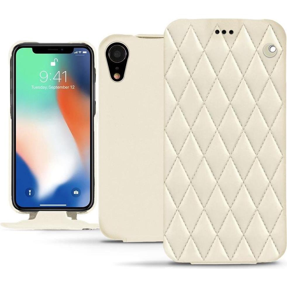 Noreve Lederschutzhülle vertikal (Apple iPhone XR), Smartphone Hülle, Weiss