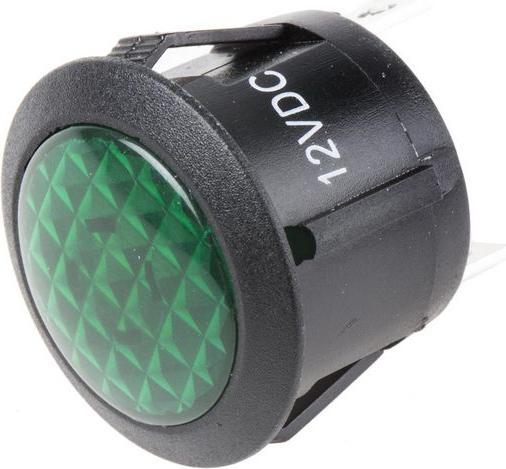 RS PRO Lampe néon de tableau vert 12V dc, montage Ø 20.8mm, Faston, cosse à souder