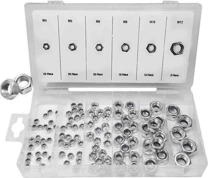 Produktbild Benson Muttern-Set selbstsichernd 100-teilig (M4, M12, M6, M8, M5, M10)