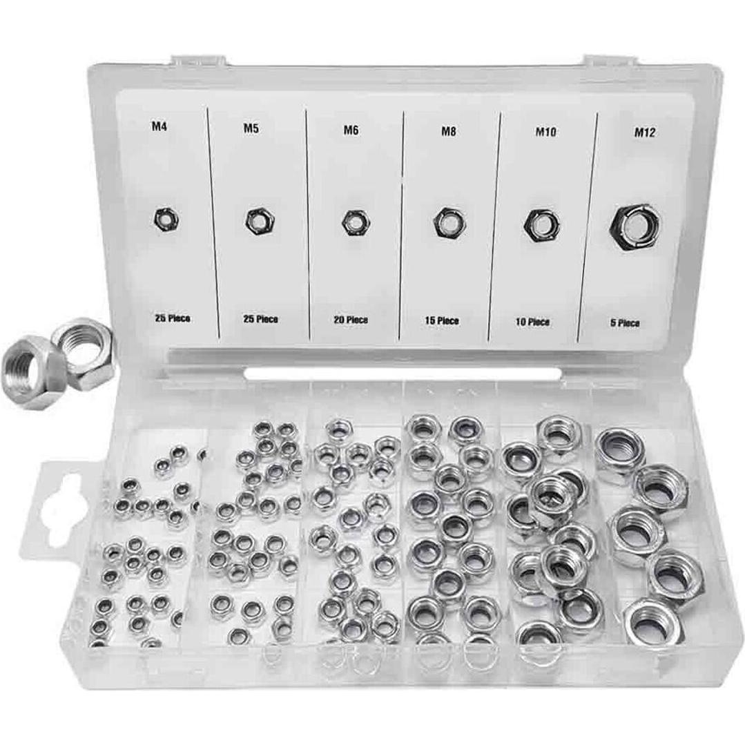 Benson, Dadi + Rondelle, Set dadi autobloccanti 100 pezzi (M6, M8, M5, M4, M10, M12)