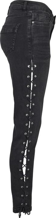 Actual product image Urban Classics Ladies Denim Lace Up Skinny Pants
