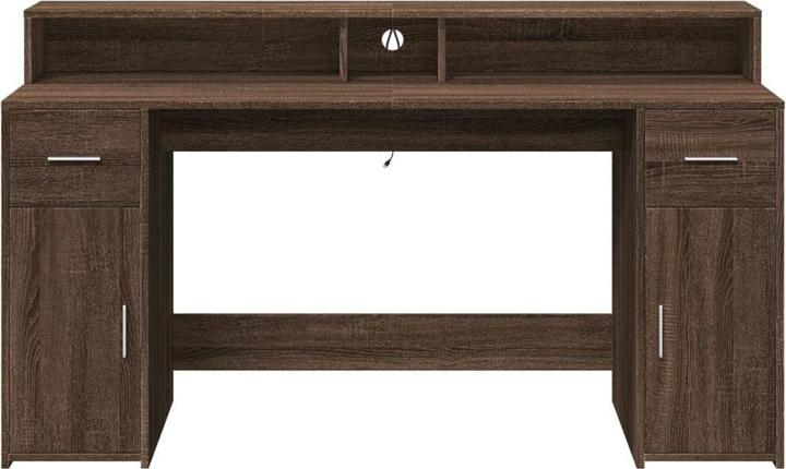 Actual product image vidaXL LED desk Computer desk Work desk Office desk Brown oak look (160 x 55 x 91 cm)
