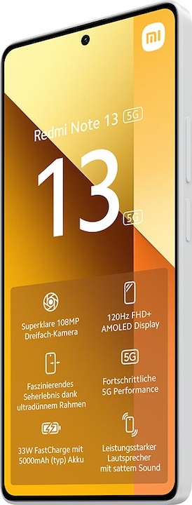 Actual product image Xiaomi Redmi Note 13 5G (128 GB, Arctic White, 6.67", Hybrid Dual SIM, 100 Mpx, 5G)
