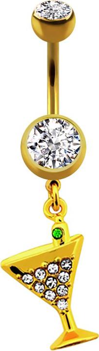 Immagine prodotto Star Piercing Banana placcata oro con ciondolo cocktail e cristallo argento (senza ottone, Acciaio chirurgico 316L)