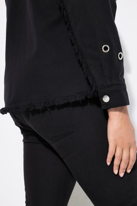 Produktbild Angel of Style Jeansjacke, Ösen, Fransensaum, Hemdkragen, Langarm (50)
