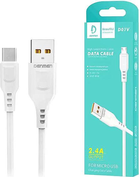 Actual product image Denmen D01T USB cable USB - Micro 2 4A 1M White (1 m, USB 3.1)