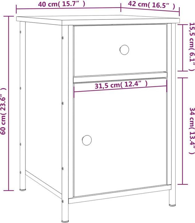Immagine prodotto vidaXL Nachttisch (40 x 42 x 60 cm)