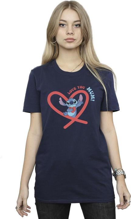 Actual product image Disney Womens/Ladies Lilo & Stitch Love You Mum Cotton Boyfriend T-Shirt (S)