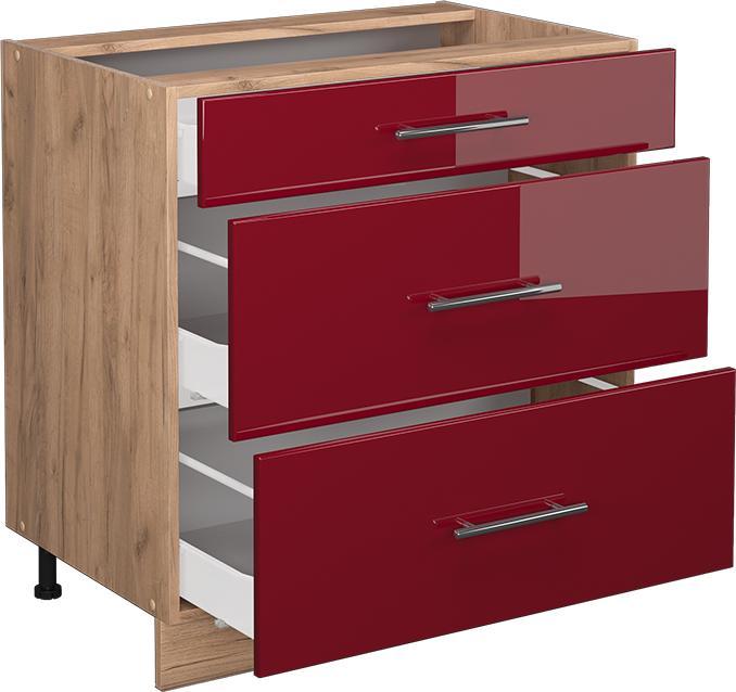 Bordeaux Hochglanz, Goldkraft Eiche, Marble-Weiss, Rot