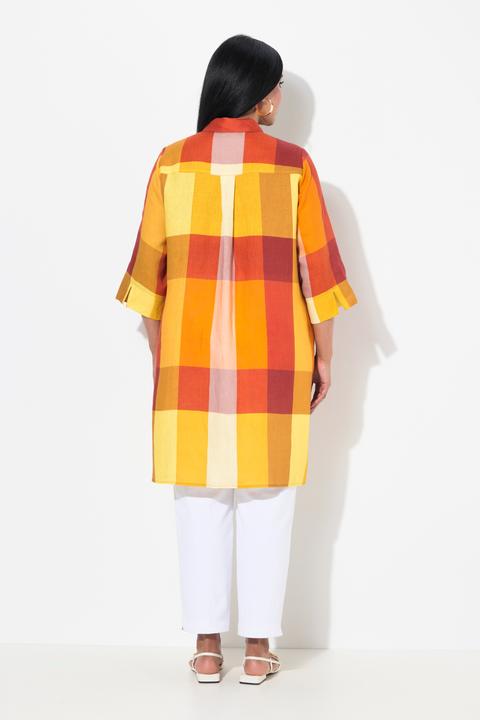 Produktbild Ulla Popken Leinen-Longbluse, Hemdkragen, Taschen, 3/4-Arm (42, 44)