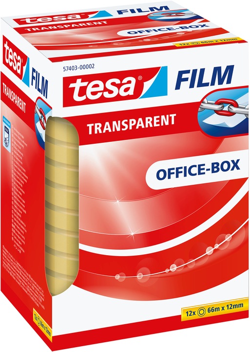 Produktbild tesa 12x tesafilm TRANSPARENT - mit starker Haftung - alterungsbeständig und reissfest (12 mm)