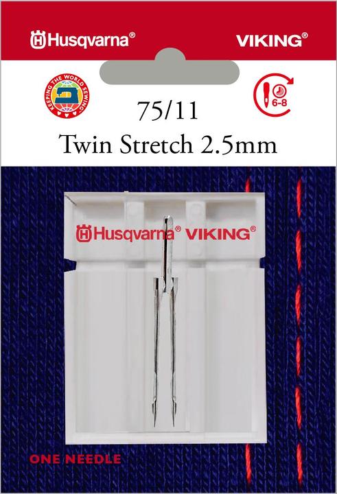 Actual product image Husqvarna Twin needle Stretch 75/11, width 2.5 mm