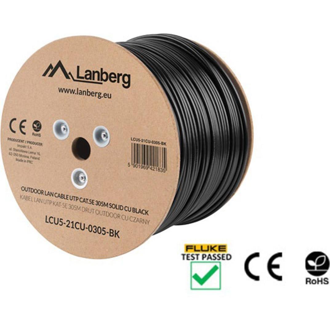 Thumbnail - Lanberg LCU5-21CU-0305-BK Netzwerkkabel 305 m Cat5e U/UTP (UTP) Schwarz (U/UTP, CAT5e, 305 m), Netzwerkkabel