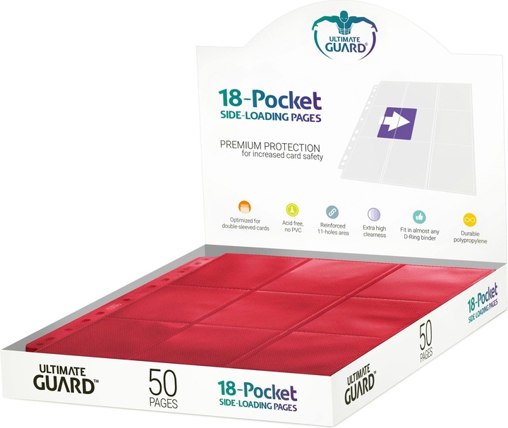 Ultimate Guard UGD010485 - 18-Pocket Side-Loading Pages (50), red