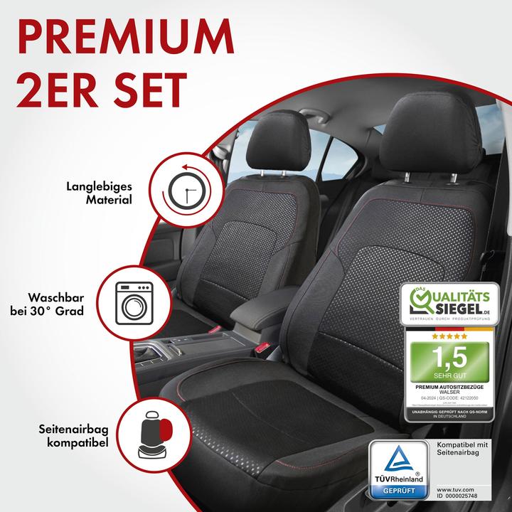 Actual product image Walser Premium Logan car seat covers with zip, ZIPP-IT seat covers, front