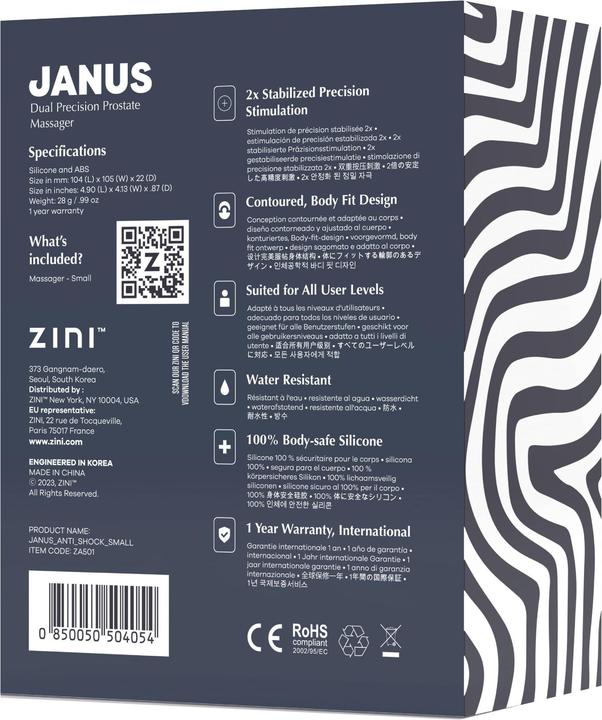 Actual product image Zini Janus Anti Shock, Dual Precision Prostate Massager (Small)