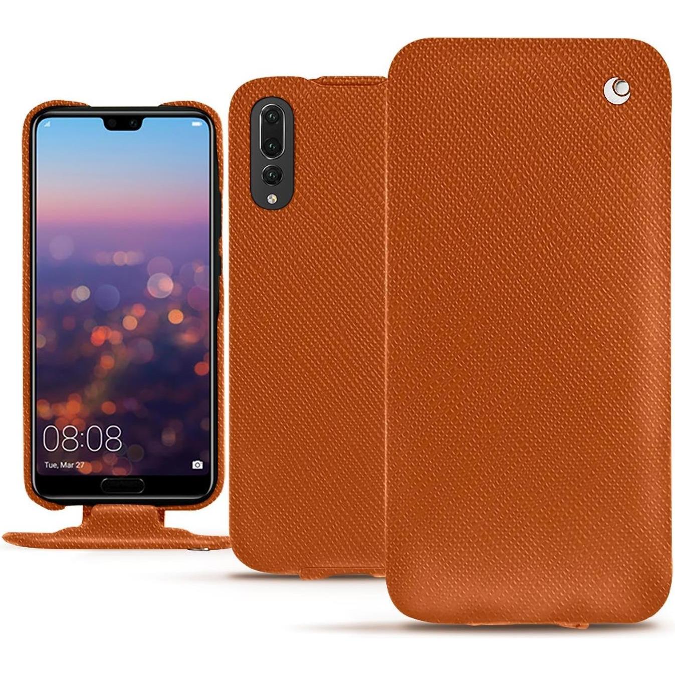 Noreve Lederschutzhülle vertikal (Huawei P20 Pro), Smartphone Hülle, Orange