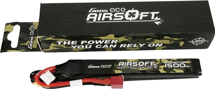 Gens Ace 25C 1500mAh 2S1P 7.4V Nunchuck 2X Airsoft Gun Lipo Battery with T Plug (7.40 V, 1500 mAh)