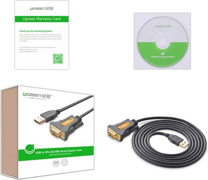 Actual product image Ugreen Cable USB do RS-232 CR104, 1.5m (black) (1.50 m)