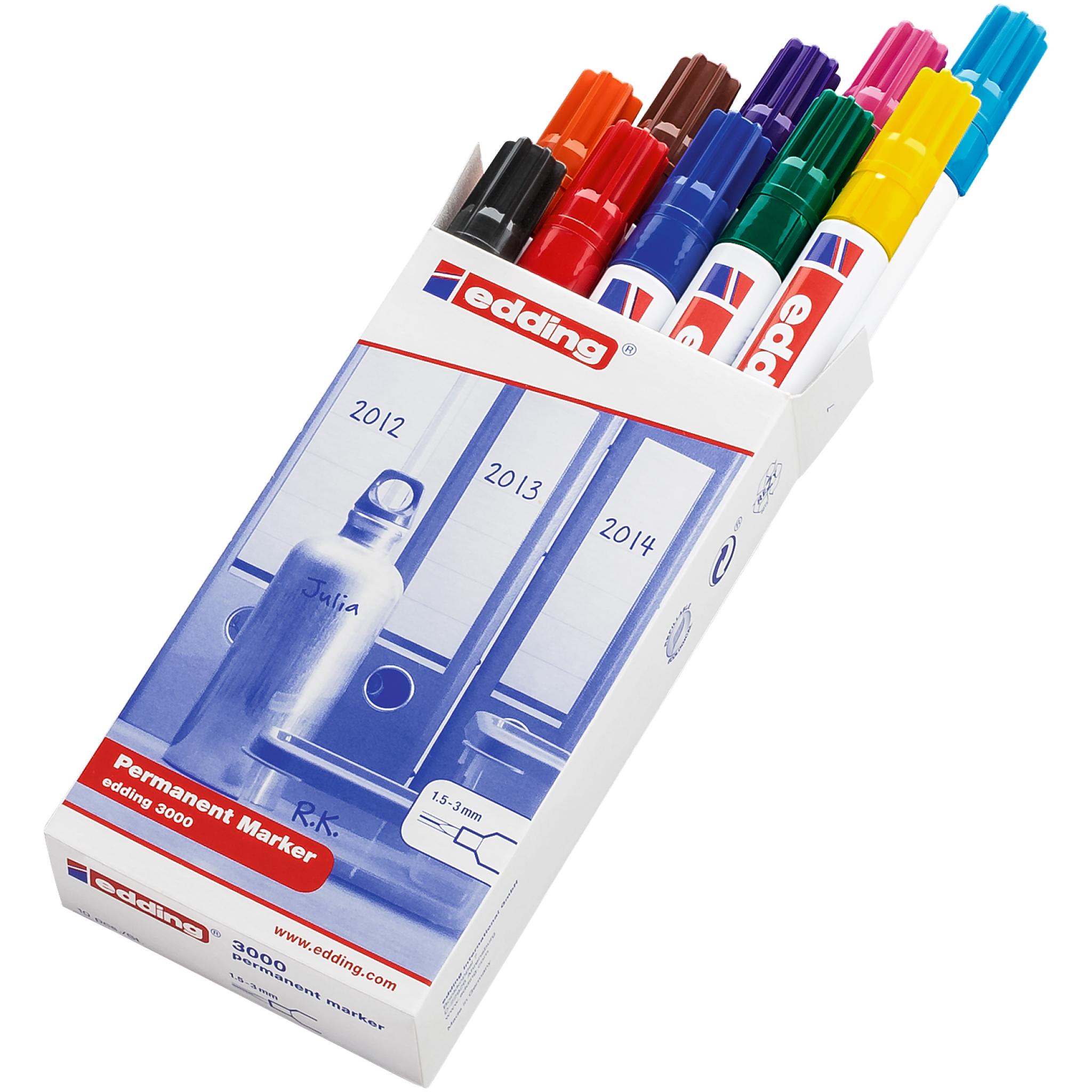 Edding, Marker, Permanent Marker 3000 (Mehrfarbig, 3 mm, 10 x)