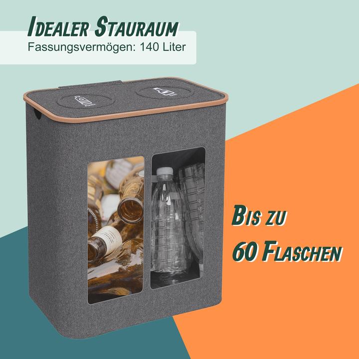 Produktbild Relaxdays Pfandflaschen-Sammelbehälter 2 Fächer (140 l)