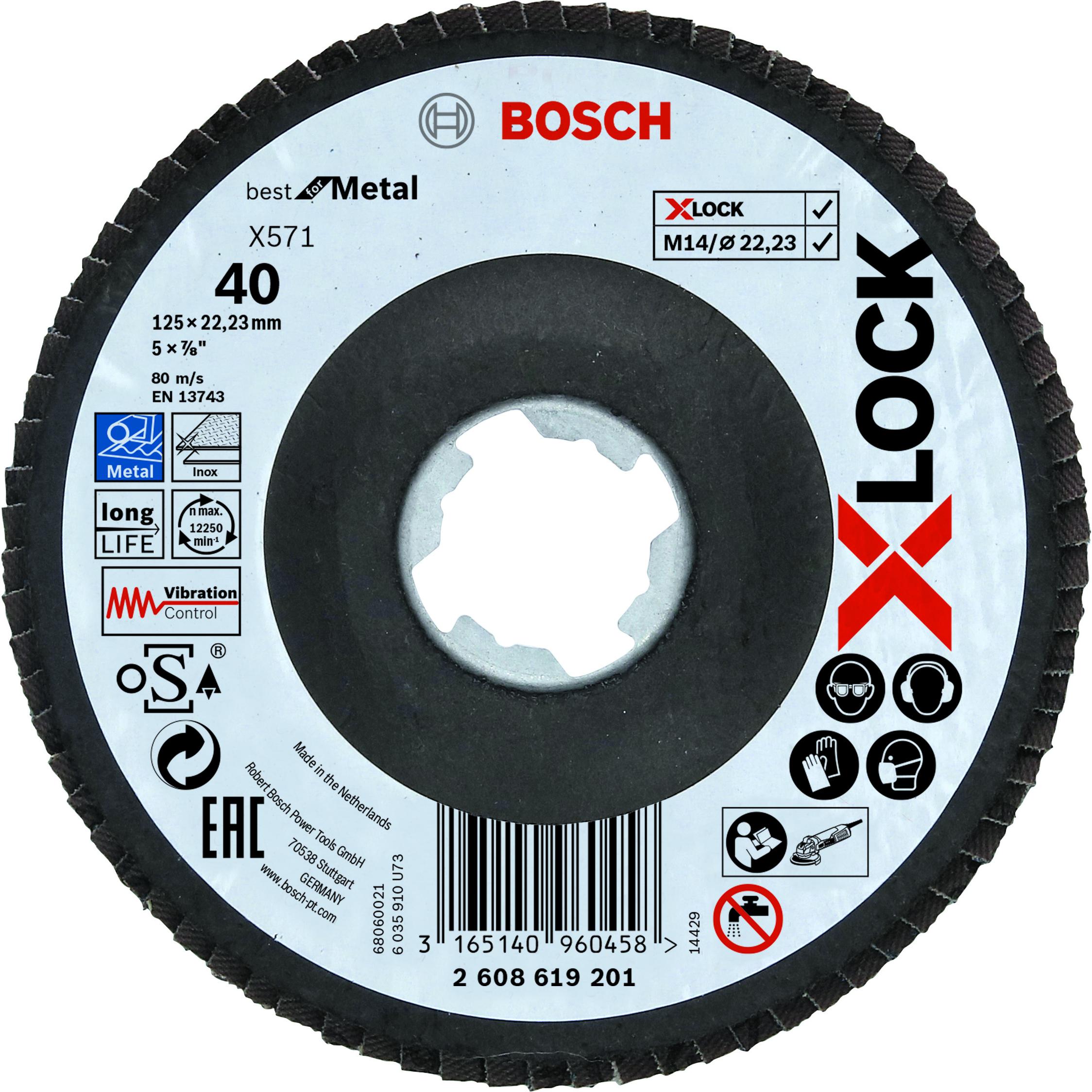 Bosch Professional Zubehör, Schleifmittel, PRO X571 X-Lock Fächerschleifscheibe, 125 mm, G40 (40)