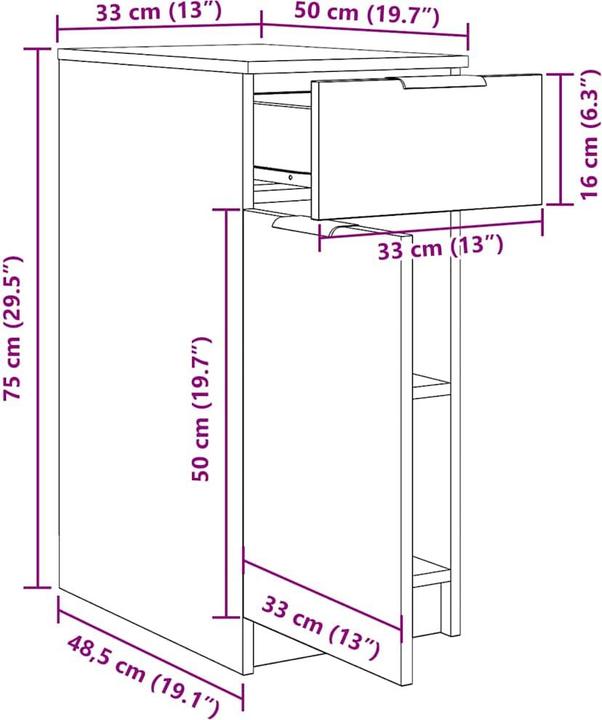 Actual product image vidaXL Büro-Aufbewahrung (50 x 33 x 75 cm)