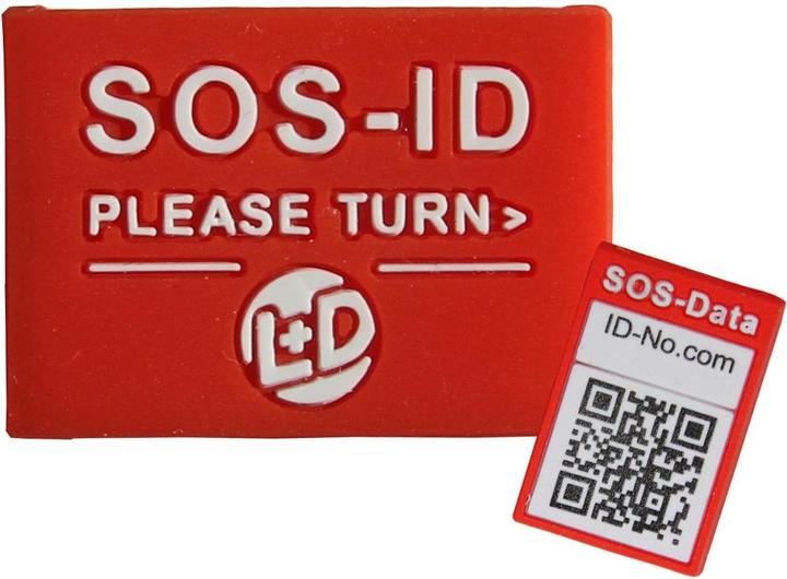Actual product image L+D SOS ID wrist strap red