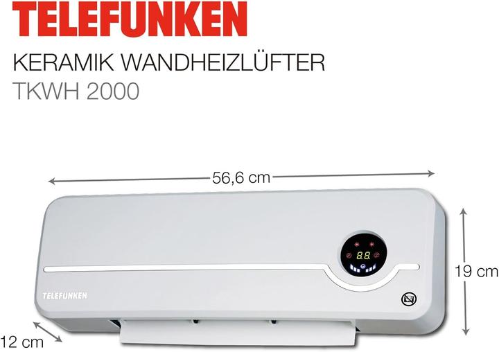 Immagine prodotto Mauk TKWH 2000 Wandheizlüfter mit Oszillationfunktion (2000 W)