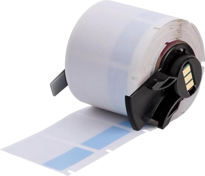 Actual product image Brady M6-31-427-BL, vinyl, self-laminating, blue/transparent, matt, 25.40 x 12.70(38.10) mm, for (46.02 mm)