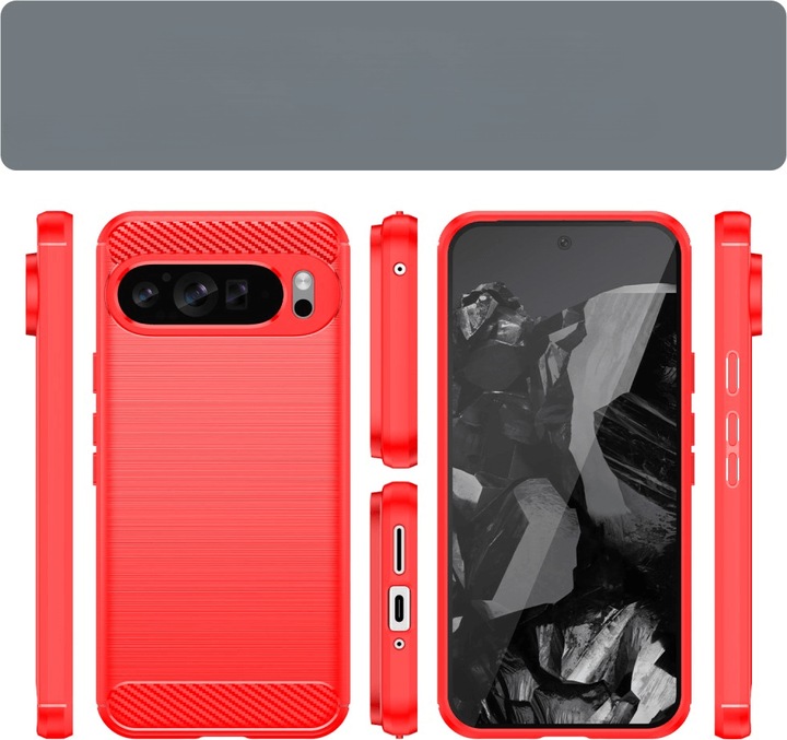 Actual product image Cover-Discount Google Pixel 9 Pro XL - Metal Carbon Look Cover (Google Pixel 9 Pro XL)