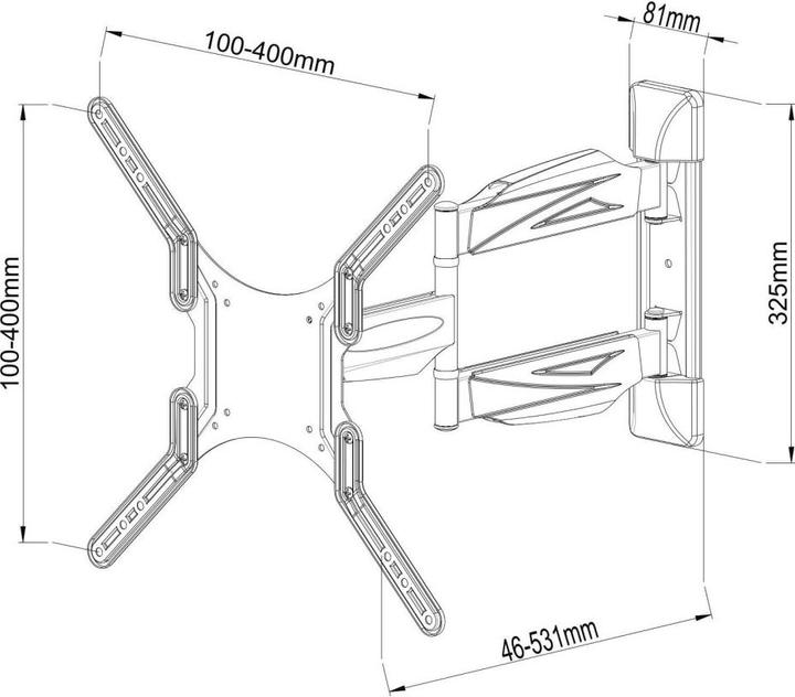 Actual product image Techly Mounting kit (interface fork, 3 joints, swivel arm wall mount) - for (Wall, 30 kg, 23" - 55")
