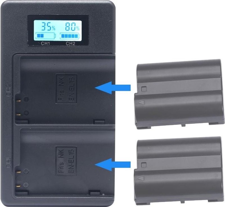 Produktbild McoPlus Duocharger USB w/ 2XEN-EL15C (Ladegerät inkl. Akku)