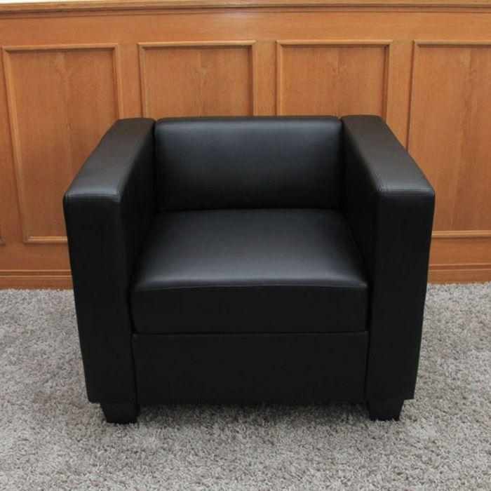 Immagine prodotto Mendler Set di divani 3-2-1 Loungesofa Lille - pelle, nero (2 posti, 3 posti)