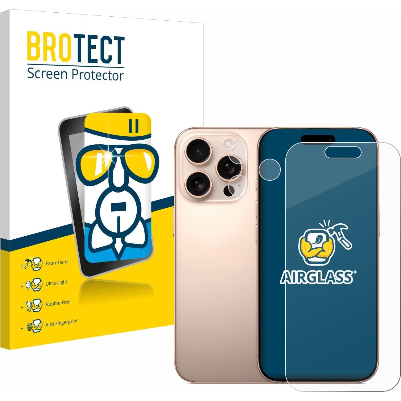 BROTECT Schutzglas Schutzfolie Glas Folie Displayschutz klar (1 Stück, Apple iPhone 16 Pro), Smartphone Schutzfolie, Tra...