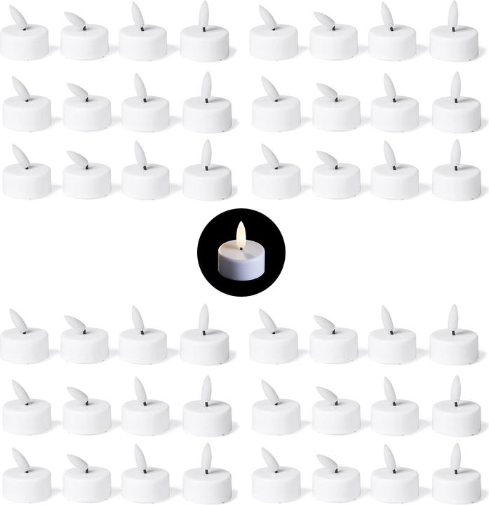 Produktbild Novaliv 48x Teelichter mit Timer - Warmweiss LED Teelicht mit Flamme flackernd 3D - 3,7cm Durchmesser für