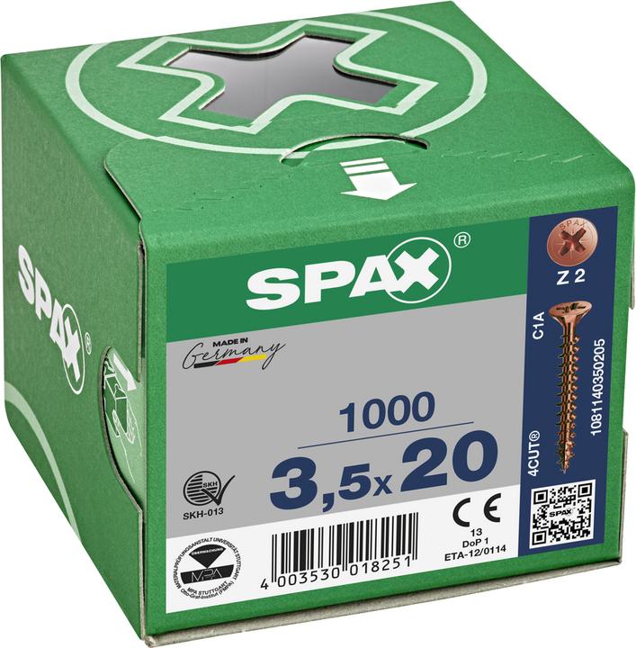Actual product image Spax Countersunk Multi Head Cross Recess Z2 Fully Threaded Burnished (1000 Screws per piece)