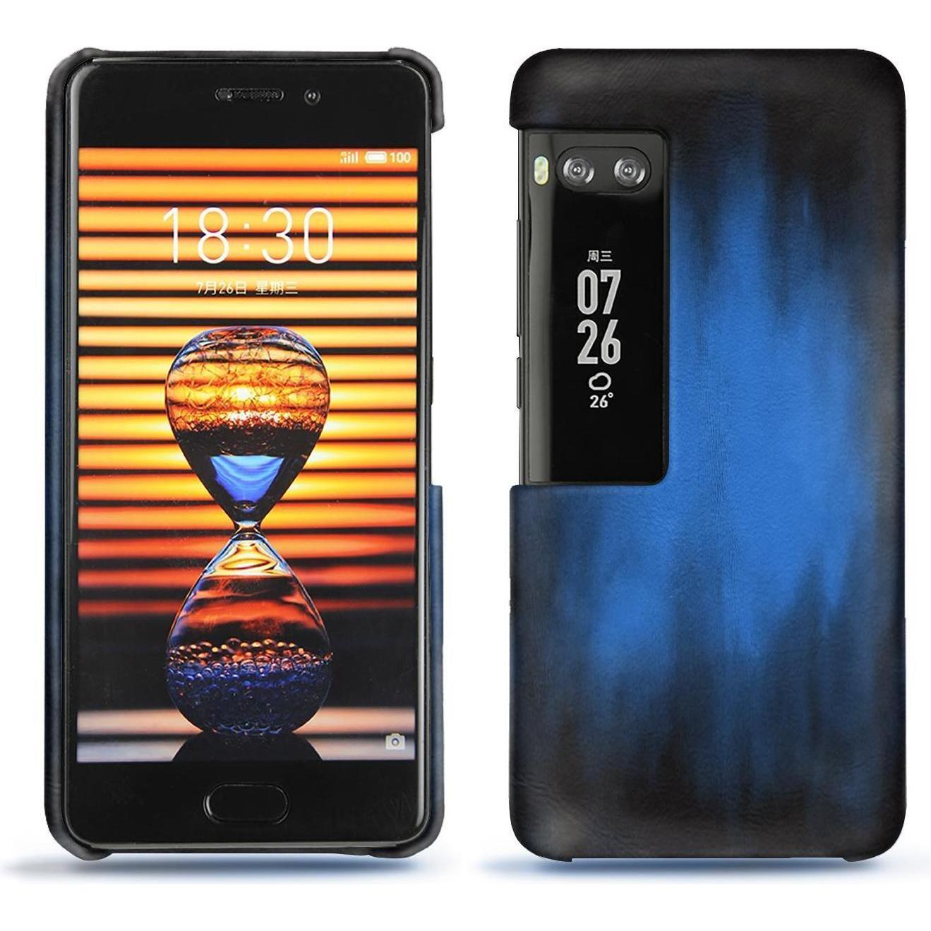 Noreve Lederschutzhülle (Meizu Pro 7 Plus), Smartphone Hülle, Blau