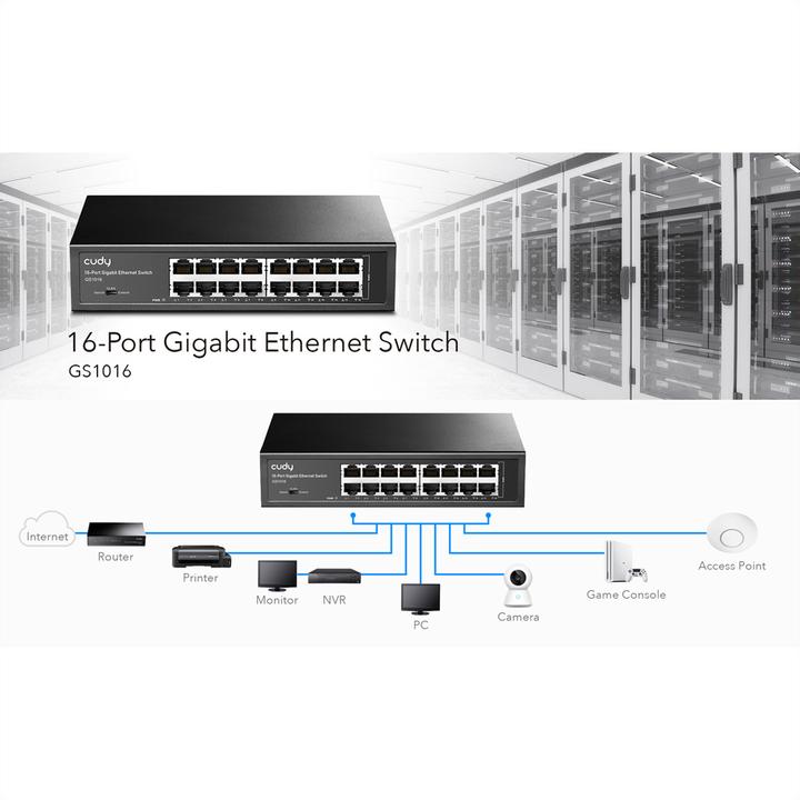 Immagine prodotto Cudy Switch di rete GS1016 Gigabit Ethernet (10/100/1000) Nero (16 porte)