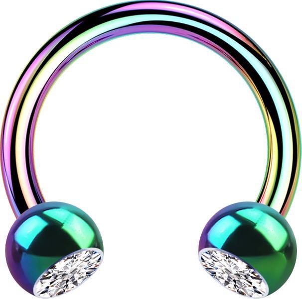 Actual product image Star Piercing Micro Circular Barbell coloured with two balls crystal silver (without brass, Surgical steel 316L)