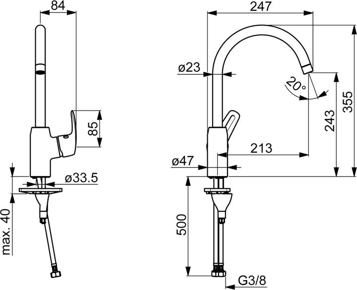 Actual product image Hansa HANSAPINTO kitchen faucet, free standing, chrome