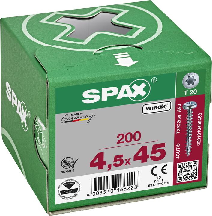 Actual product image Spax Half-Round Head T-Star Plus T20 Fully Threaded Wirox (200 Screws per piece)