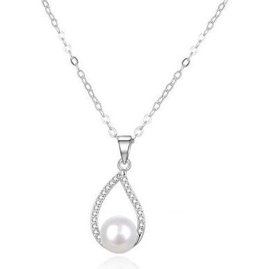 Beneto, Halsschmuck, Elegant silver necklace with real pearl AGS984 / 47P (L)