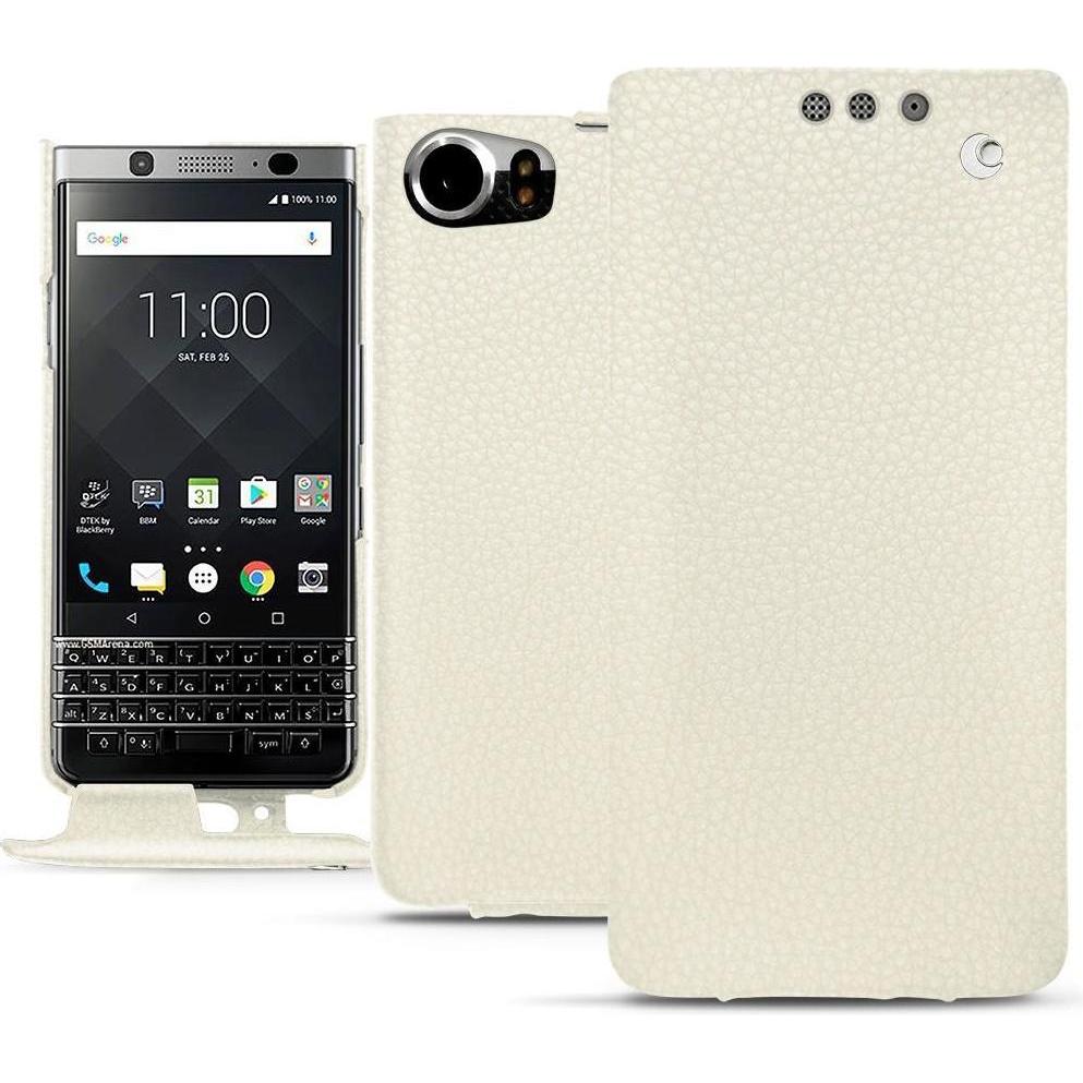 Noreve Lederschutzhülle vertikal (Blackberry KEYone), Smartphone Hülle, Weiss